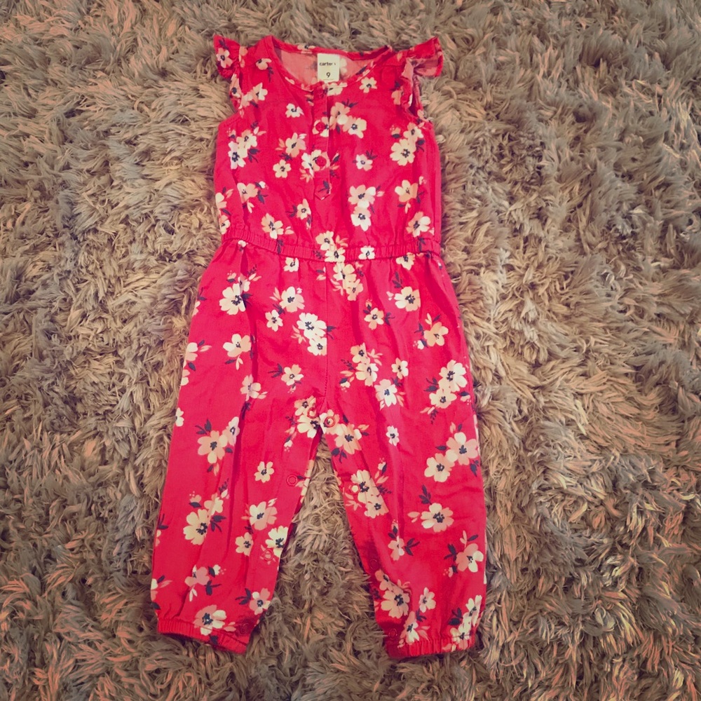 Girls pink floral jumpsuit